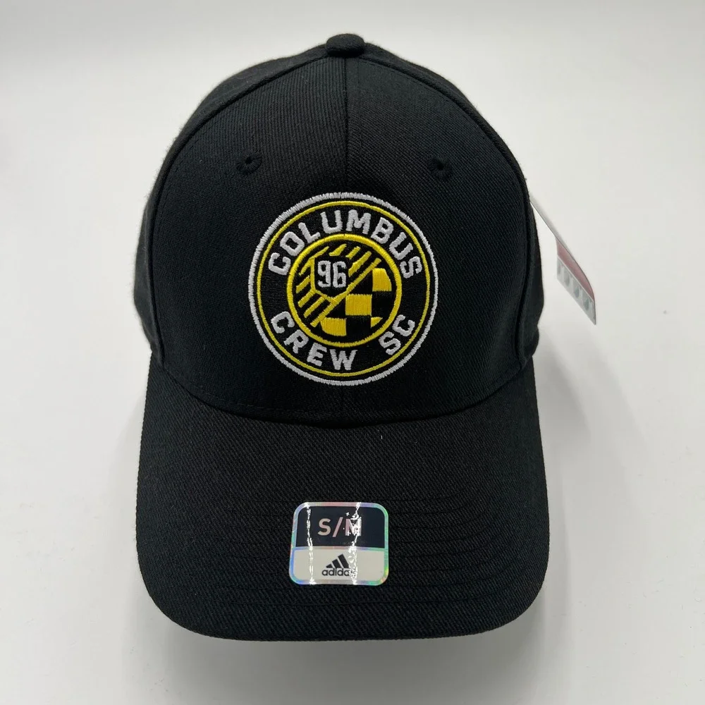 Adidas Columbus Crew SC MLS Superflex Stretch Fit Hat Black Mens Size S/M‎ NEW
